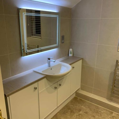 Large Walk in Shower with Fitted Furniture