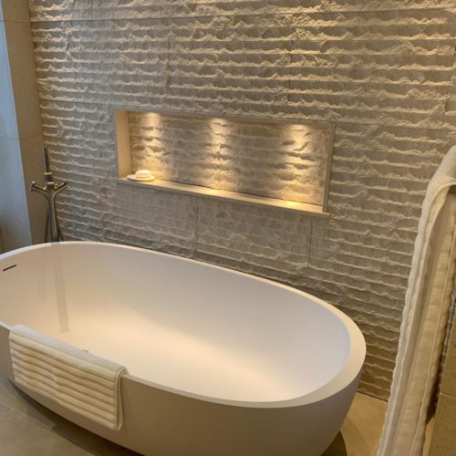 Luxury Bathroom with Stunning Feature Tile in Devon