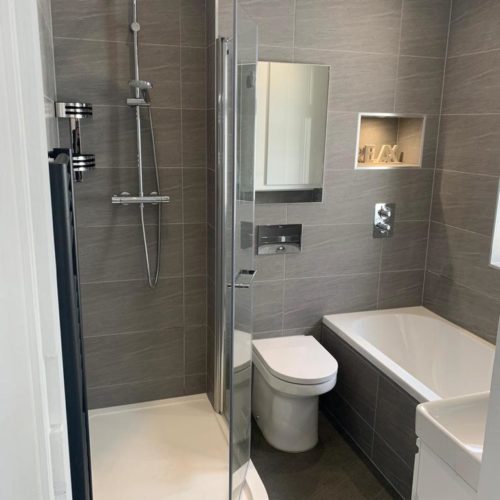 Bath and Shower in Family Bathroom