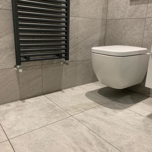 Walk in Shower with Neutral Tiles