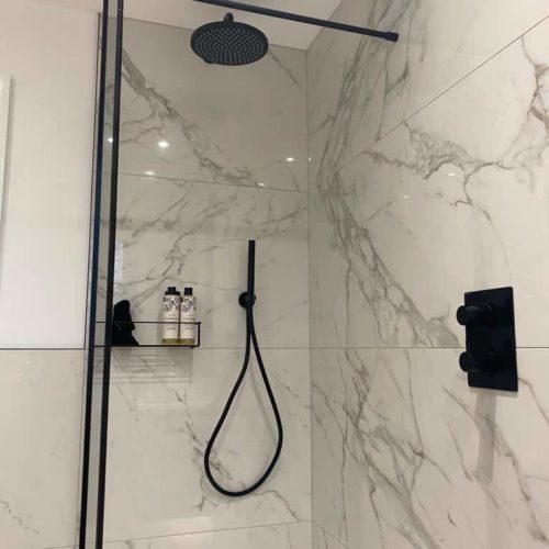 Luxury en suite bathroom with Black Brassware