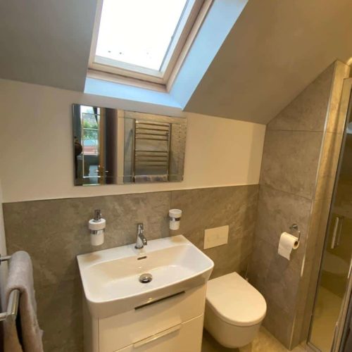 Bathroom with Sloped Ceilings