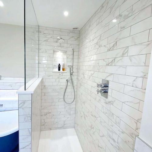 Traditional Bathroom with Metro Tiles