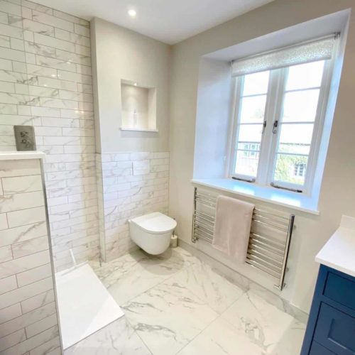 Traditional Bathroom with Metro Tiles